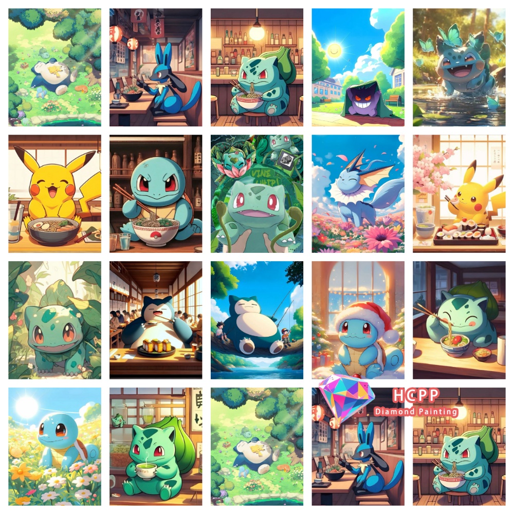 Resin Art Anime - Kit Pittura Diamante Anime Pikachu Bulbasaur