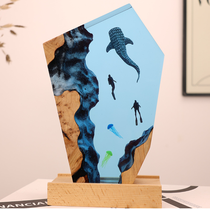 Resin Art Anniversary Gift - Ornamento Luminoso da Scrivania in Resina