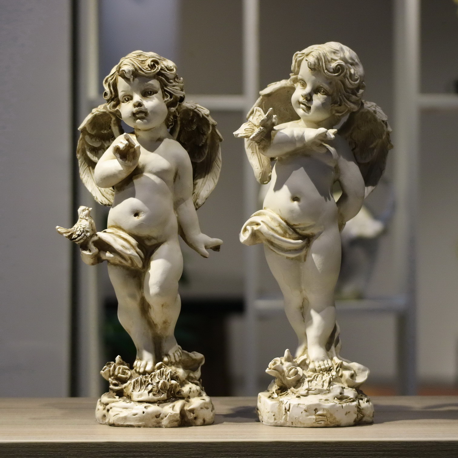 Resin Art For Wedding Gift - Statuetta d'Angelo in Resina Retrò 29cm,