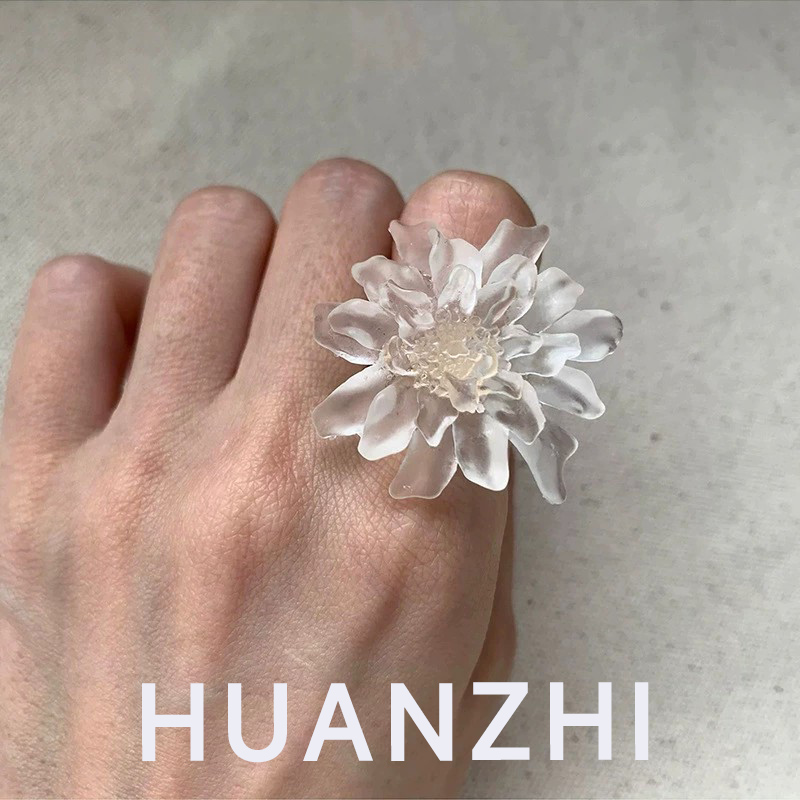 Resin Art Ring - HUANZHI Anello fiore in resina smerigliata