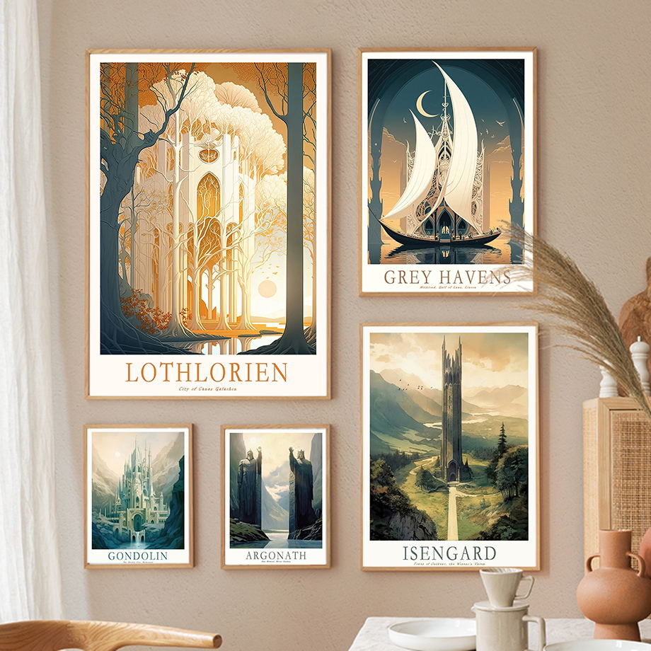 Resin Art Ring - Poster da Viaggio Retrò di Middle-Earth,