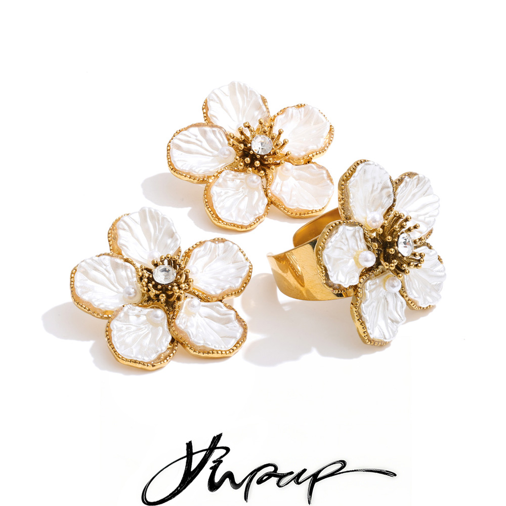 Resin Art Ring - Yhpup Popolare Acciaio inossidabile Resina Perle