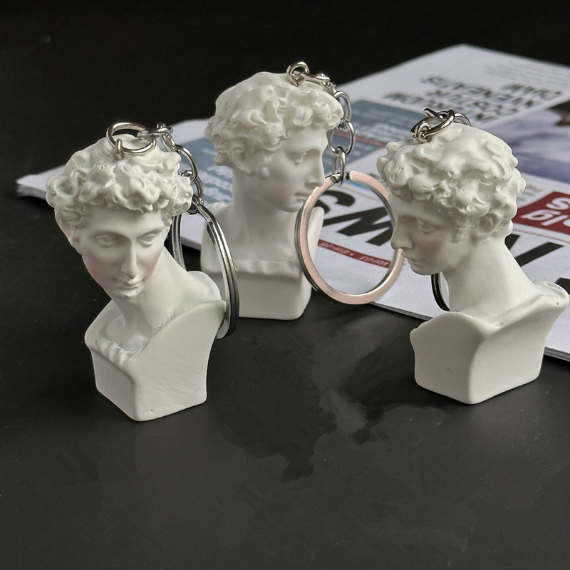 Resin Art A Keychain - Mini portachiavi con statua in gesso,