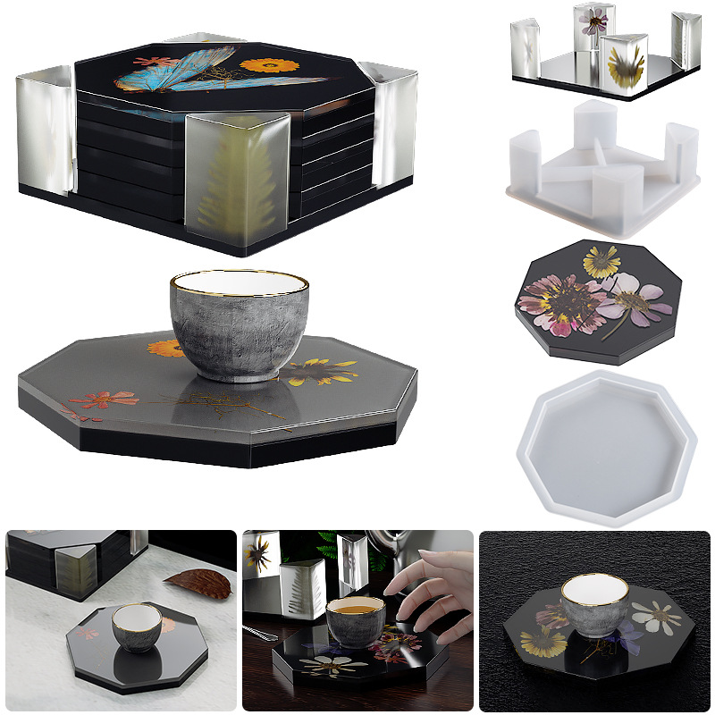Coaster Mold Square - Sottobicchiere in Silicone scatola di immagazzinaggio